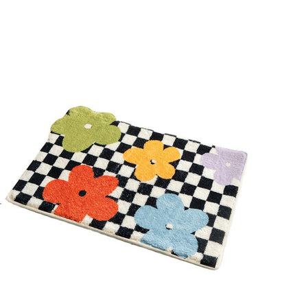 Simple Ins Checkerboard Carpet Non-slip Bathroom Absorbent