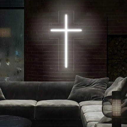 Neon Cross Ambience Light – USB Powered LED Décor (23cm or 40cm)