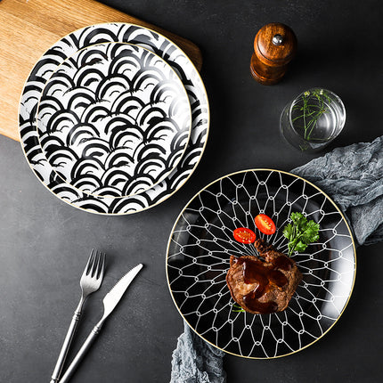 Creative Ceramic Dinner Plates | Modern Gold Rim Tableware