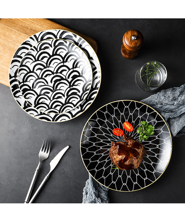 Creative Ceramic Dinner Plates | Modern Gold Rim Tableware