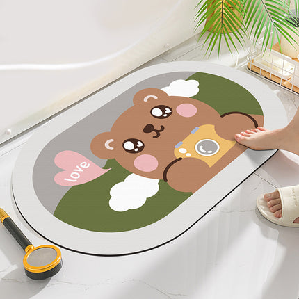 Cute Cartoon Ellipse Door & Bath Mat (40 × 60 cm)