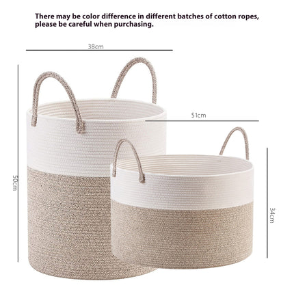 Cotton Rope Storage Basket - Large Woven Organiser in 9 colours (single or set)