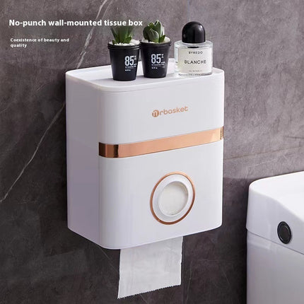 Waterproof Toilet Roll Holder & Storage Rack — Double Layer, Punch Free