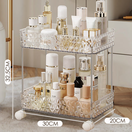 Luxury Bathroom Trolley Storage Rack – Transparent Diamond Design | Ikeame