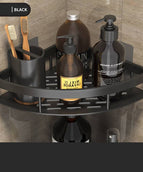 C - Single layer toughened corner shelf - Black