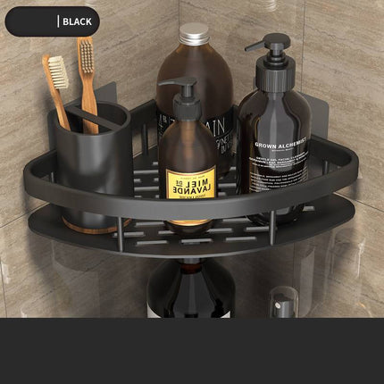 Aluminium Wall Shelf – Black & Silver Bathroom Storage | Ikeame