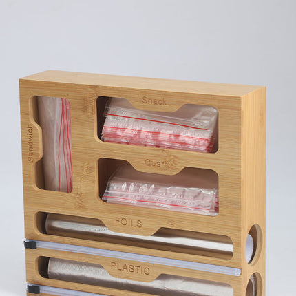 Bamboo Plastic Wrap Dispenser 🌿 – Double Layer or Storage Caddy