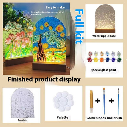 Tulip Handmade Diy Glass Painting Small Night Lamp Creative