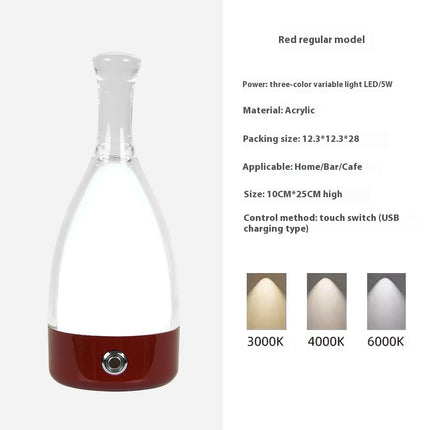 Portable Wine Decanter Lamp – LED Touch Dimming Light with Optional Leather Strap (8 Base Colours)