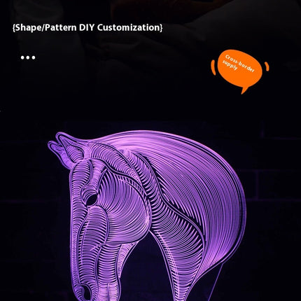 Horse Head 3D LED Table Lamp – 16 Colours, Touch & Remote Control