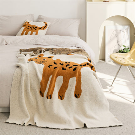 Spotted Leopard Blanket & Matching 45x45cm Cushion Cover