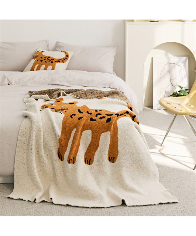 Spotted Leopard Blanket & Matching 45x45cm Cushion Cover
