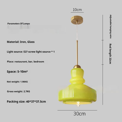Colourful French-Style Gourd Droplight – Copper or Wrought Iron Fixture
