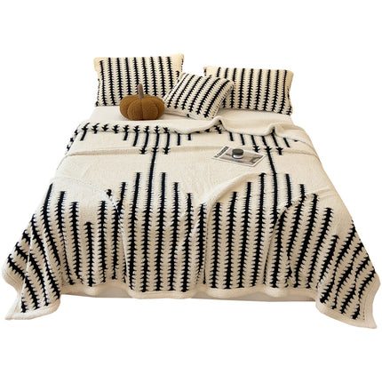 Coral Fleece Blanket | Bold Stripe Cosy Throw