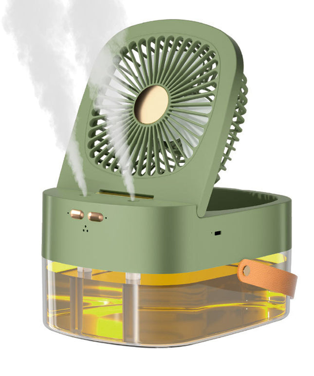 Humidifying Spray Fan – Mini Air Cooler with Remote & USB Recharge