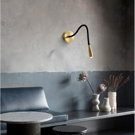 Hose LED Wall Lamp – Flexible Adjustable Black & Gold Light