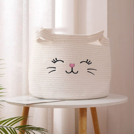 Cat Face Storage Basket - Cotton Rope Cute Organiser