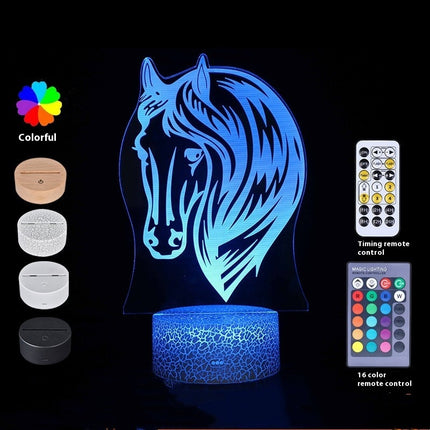 Horse Head 3D LED Table Lamp – 16 Colours, Touch & Remote Control