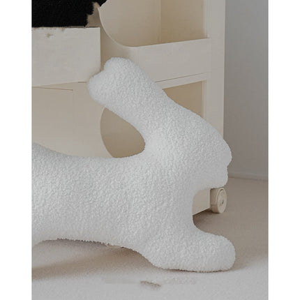 Rabbit-Shaped Plush Pillow – Soft Fleecy Cushion in Black or White