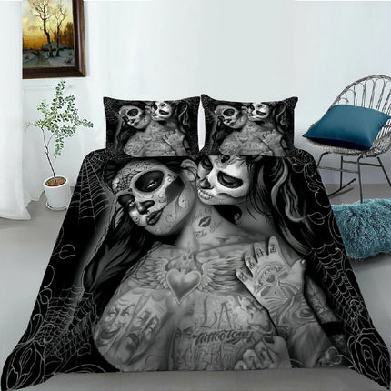 Skeleton Couple Bedding Set | Gothic Romance Duvet Cover