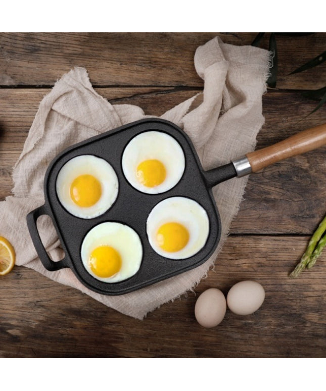 Breakfast Frying Pan – Cast Iron Non-Stick | 4-Compartment Square Pan