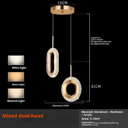 Light Luxury Bedroom Bedside Chandelier Modern Minimalist Long Line Small Droplight