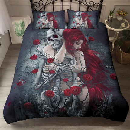 Skeleton Couple Bedding Set | Gothic Romance Duvet Cover