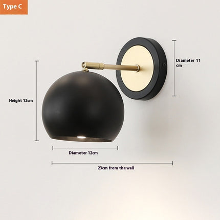 Nordic Style Black & Gold Wall Light – 4 Shade Designs | LED Iron Lamp