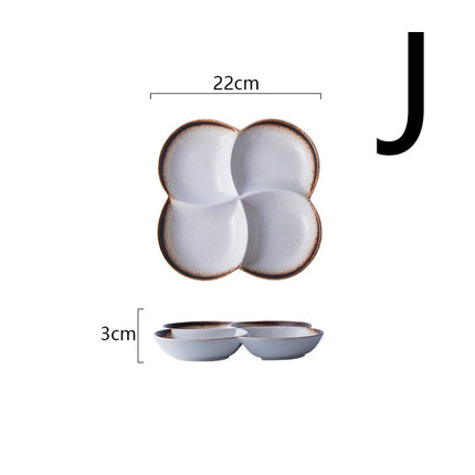 Japanese-style Dinner Plate Ceramic Compartment Plate Household