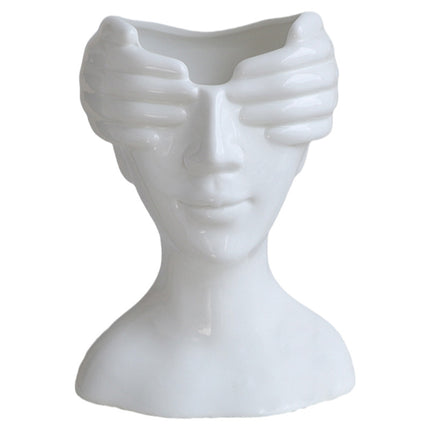 🤍 Abstract Face Vase – Nordic Eye-Covering Ceramic Art Piece