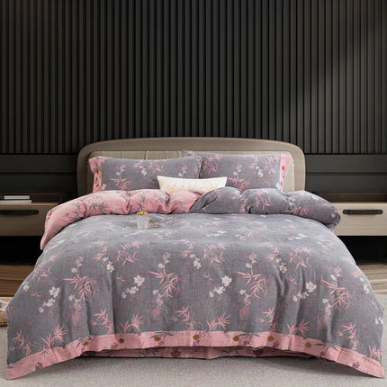 Cotton Floral Bedding Set | Jacquard 4 Piece Duvet Cover