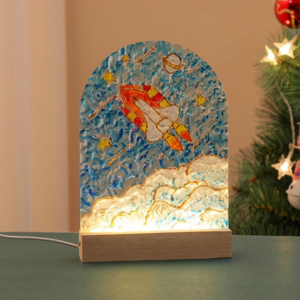 Tulip Handmade Diy Glass Painting Small Night Lamp Creative
