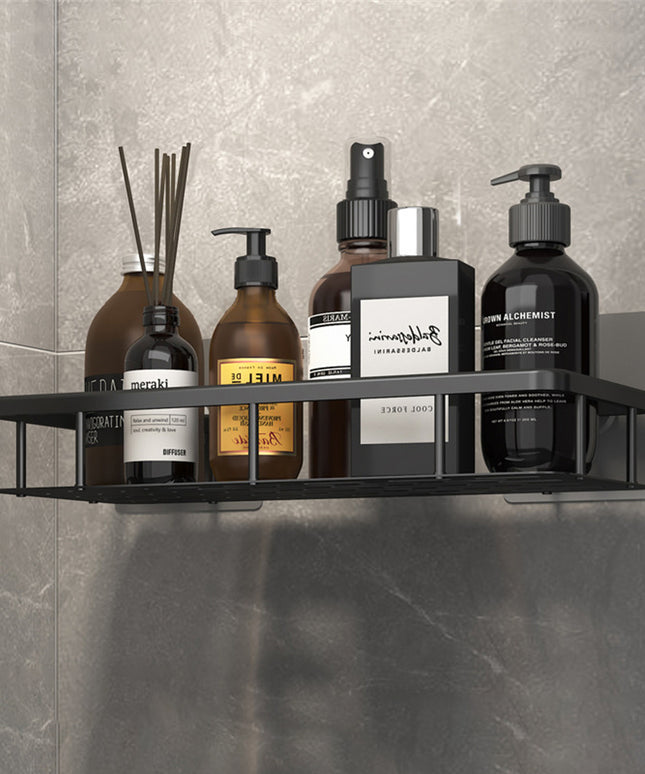 Aluminium Wall Shelf – Black & Silver Bathroom Storage | Ikeame