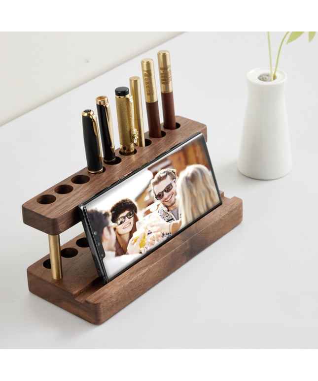 Luxury Wooden Pen & Phone Holder – Multifunctional Desk Organiser