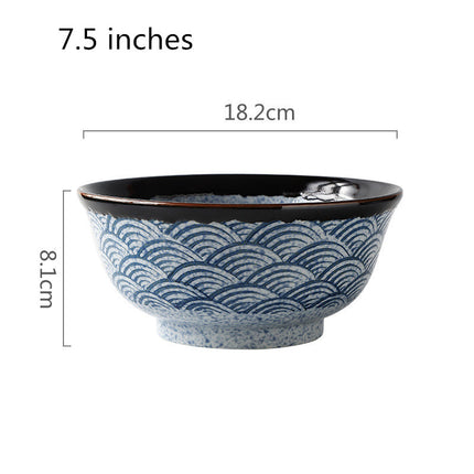 Sea Ripple Restaurant Restaurant Tableware Set Hotel Ceramic Rice Bowl Bone Dish Soup Spoon Tea Cup