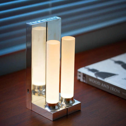 Luxury Bookend Lamp – Polished Aluminium LED Lighting | Ikeame