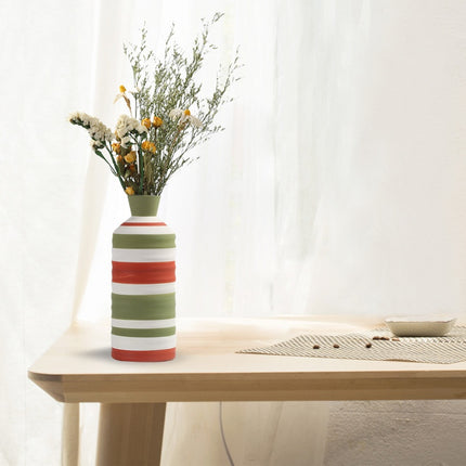 Geometric Line Ceramic Vase | Modern Striped Decorative Vase