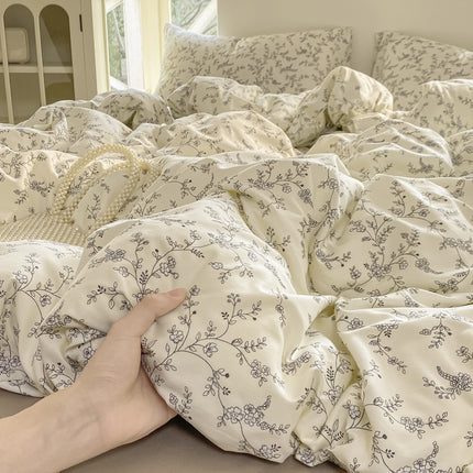 Cotton Bedding Set | Soft Wrinkled Duvet Cover 4 Piece