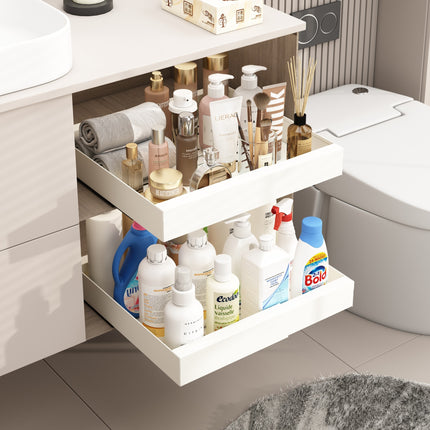 Telescopic Pull-Out Storage Shelf – Kitchen & Bathroom Organiser | Ikeame