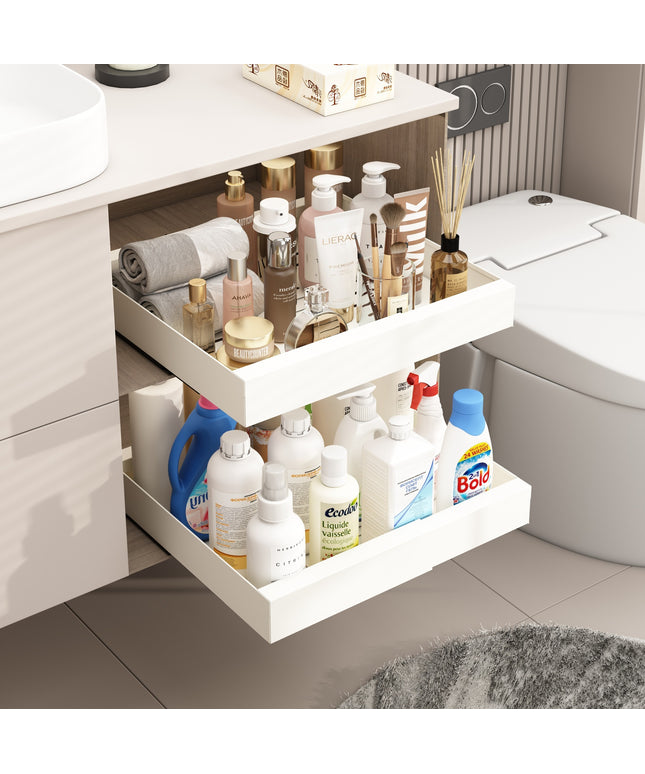 Telescopic Pull-Out Storage Shelf – Kitchen & Bathroom Organiser | Ikeame
