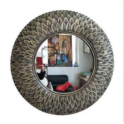 Retro European Feather Frame Wall Mirror — Gold or Bronze