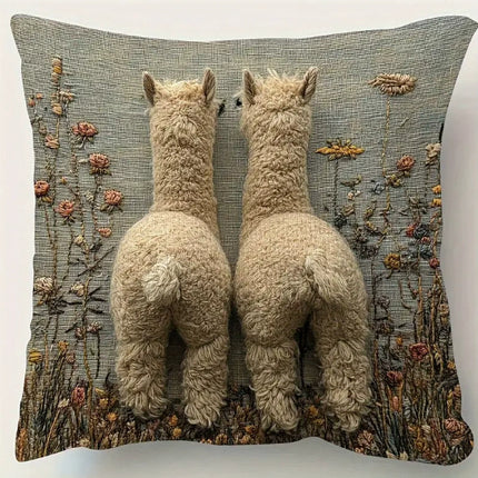Llama Cushion Cover | Embroidered Throw Pillow