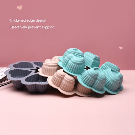 6-Piece Heart Silicone Mould 💖 – Nordic Pink, Green, Grey