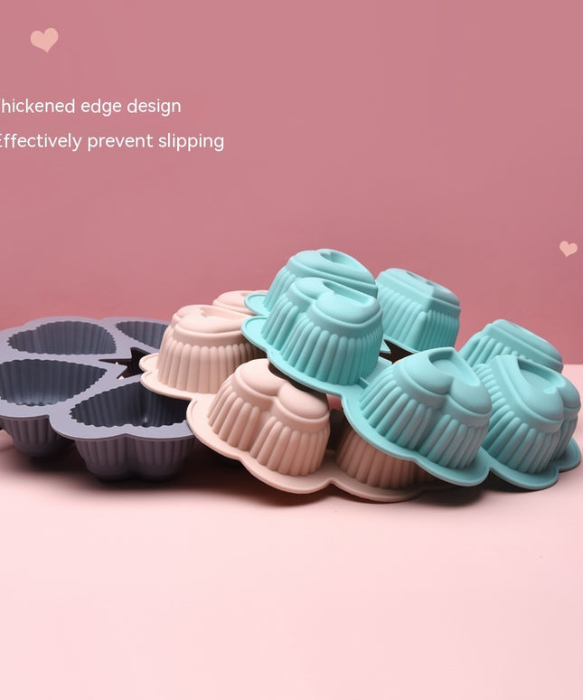 6-Piece Heart Silicone Mould 💖 – Nordic Pink, Green, Grey