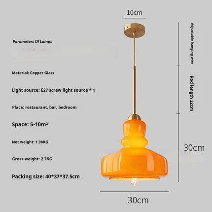 Colourful French-Style Gourd Droplight – Copper or Wrought Iron Fixture