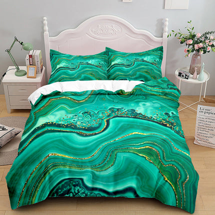 Metallic Gold Marble Quilt Cover Set – 3 Piece Bedding in 4 Colours & 3 Sizes