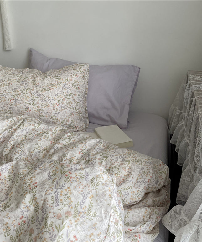 Retro Cottagecore Floral Cotton Bedding Set – 4 Designs | Ikeame