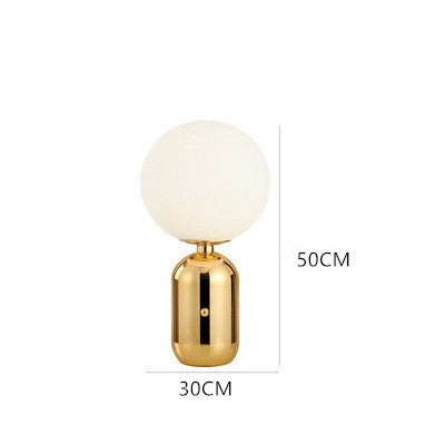 Post-Modern Nordic Table Lamp – Sphere Light with Gold Base (Warm Light, Multiple Sizes)