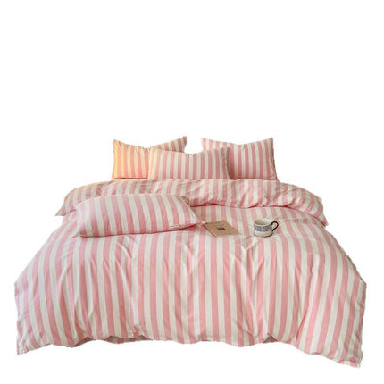 Korean Plaid Bedding Set | Washed Cotton Duvet Cover