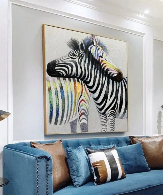 Abstract Zebra Canvas Art | Hand-Painted Animal Oil Painting